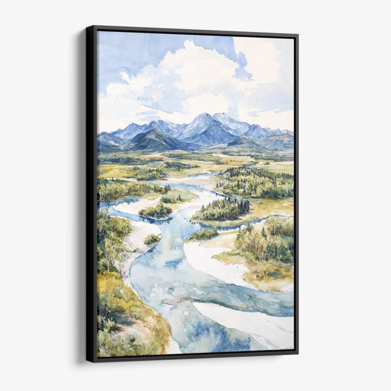 01 - Framed Kobuk Valley National Park Watercolor Canvas Print - Vertical - Main.jpg