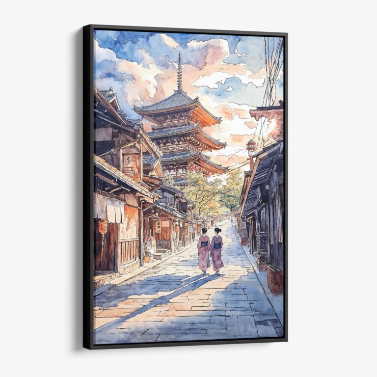 01 - Framed Kyoto Hokan-ji Temple Canvas Print - Vertical - Main.jpg