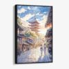01 - Framed Kyoto Pagoda - Watercolor 1 Canvas Print - Vertical - Main.jpg