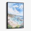 01 - Framed Laguna Beach Coast Watercolor Canvas Print - Vertical - Main.jpg