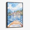 01 - Framed Lake Como Boat View Watercolor Canvas Print - Vertical - Main.jpg
