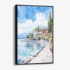 01 - Framed Lake Garda Italy Watercolor Canvas Print - Vertical - Main.jpg