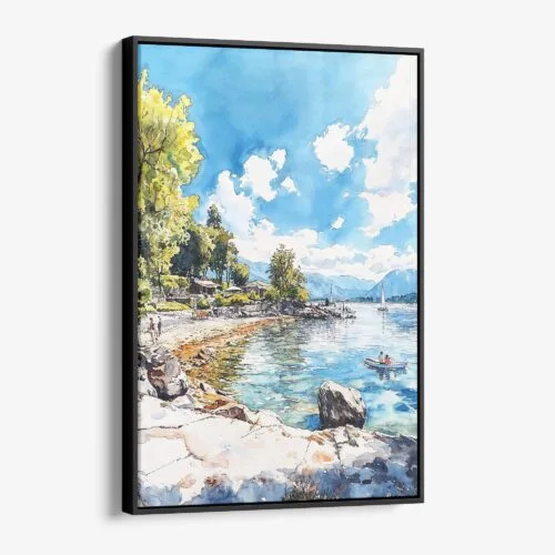 01 - Framed Lake Windermere - Watercolor 1 Canvas Print - Vertical - Main.jpg