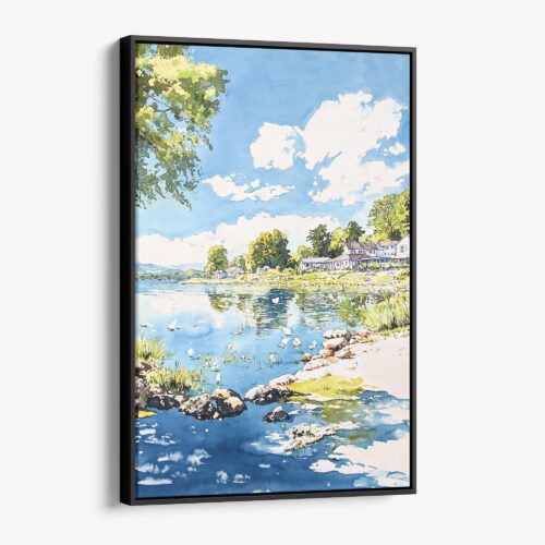 01 - Framed Lake Windermere - Watercolor 2 Canvas Print - Vertical - Main.jpg