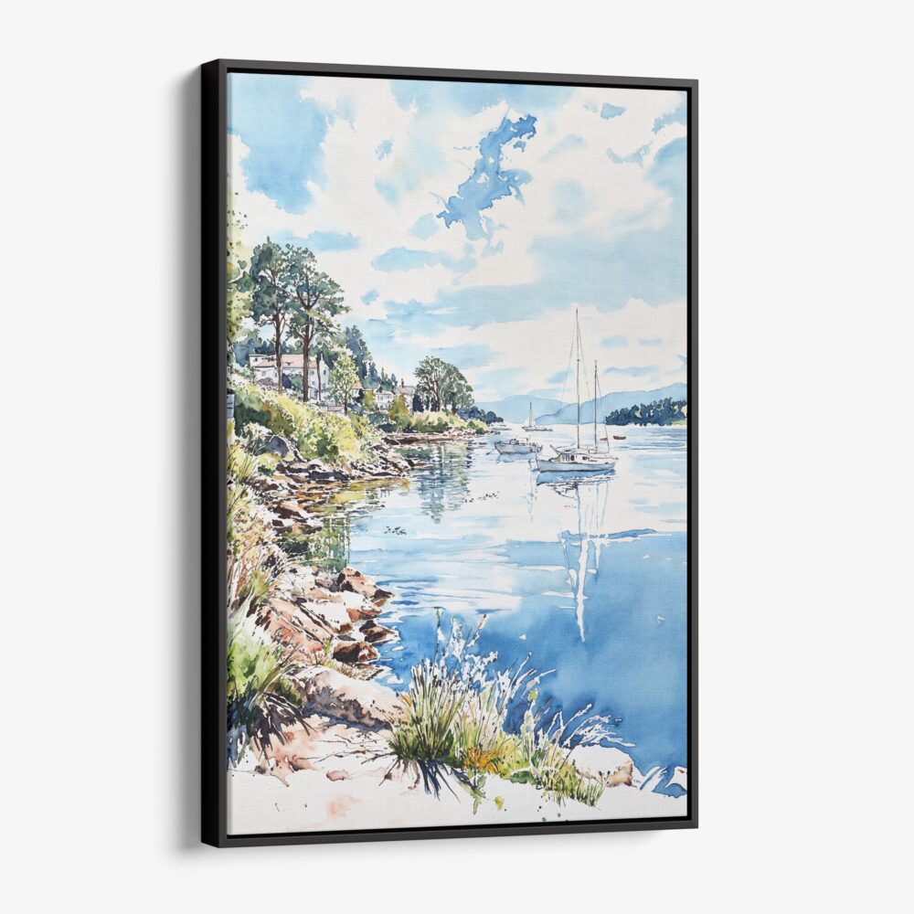 01 - Framed Lake Windermere - Watercolor 3 Canvas Print - Vertical - Main.jpg