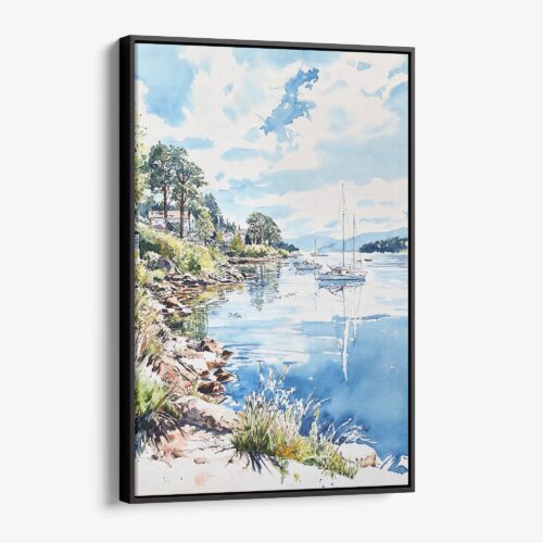 01 - Framed Lake Windermere - Watercolor 3 Canvas Print - Vertical - Main.jpg