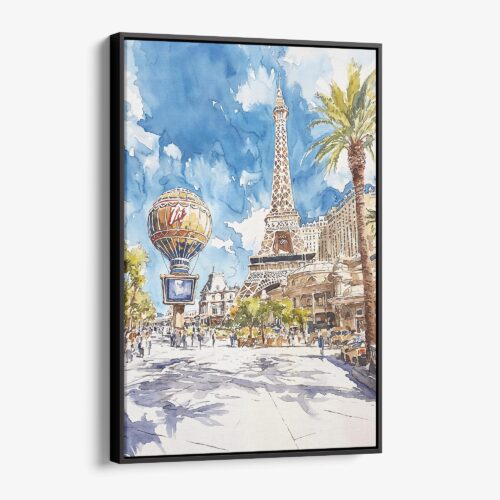 01 - Framed Las Vegas Nevada Watercolor Canvas Print - Vertical - Main.jpg