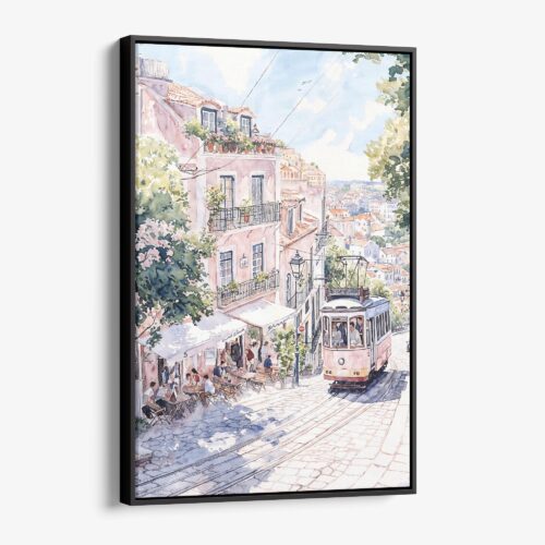 01 - Framed Lisbon 1 - Watercolor Canvas Print - Vertical - Main.jpg