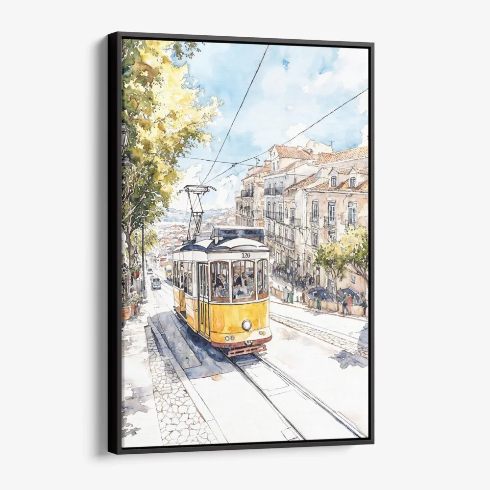 01 - Framed Lisbon 2- Watercolor Canvas Print - Vertical - Main.jpg