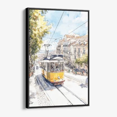 01 - Framed Lisbon 2- Watercolor Canvas Print - Vertical - Main.jpg