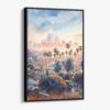 01 - Framed Los Angeles Skyline Watercolor Canvas Print - Vertical - Main.jpg