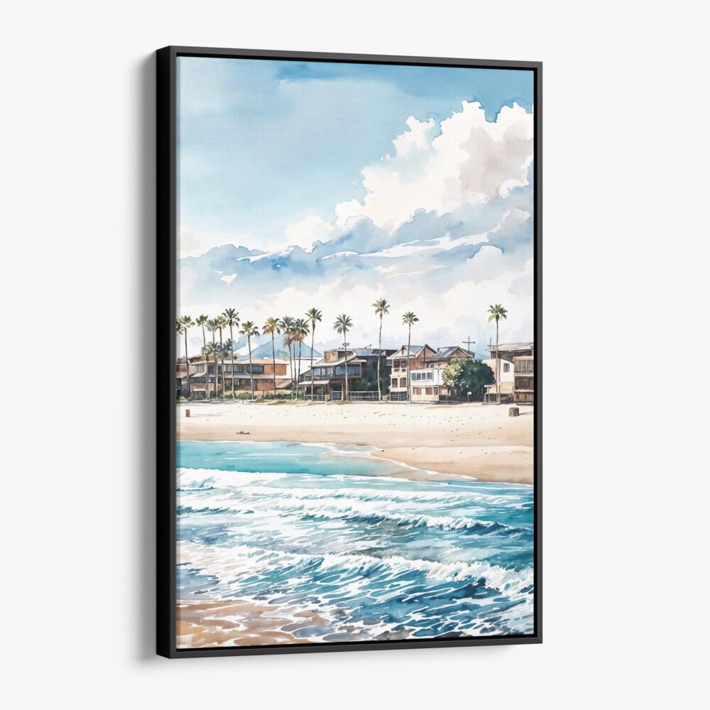 01 - Framed Los Angeles Waterfront Homes Watercolor Canvas Print - Vertical - Main.jpg 01 - Framed Los Angeles Waterfront Homes Watercolor Canvas Print - Vertical - Main.jpg