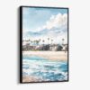 01 - Framed Los Angeles Waterfront Homes Watercolor Canvas Print - Vertical - Main.jpg