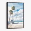 01 - Framed Los Angeles beach lifeguard tower Watercolor Canvas Print - Vertical - Main.jpg