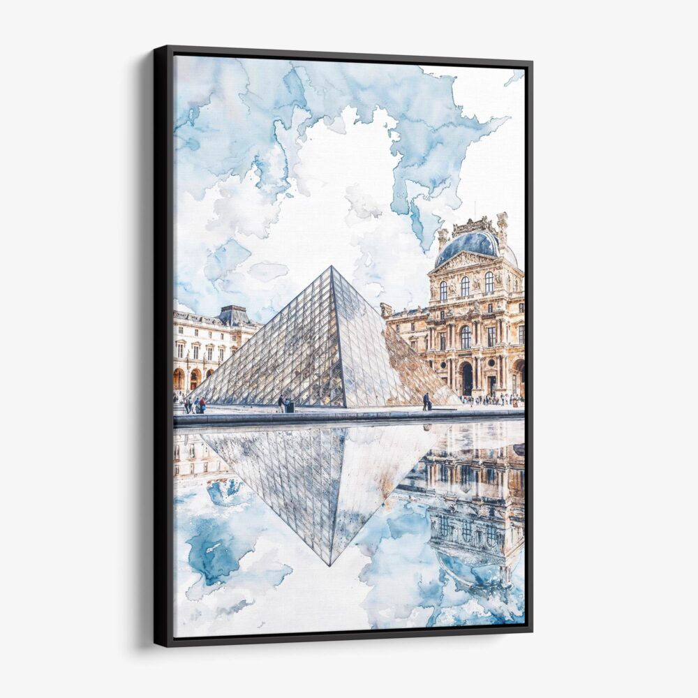 01 - Framed Louvre Watercolor Canvas Print - Vertical - Main.jpg 01 - Framed Louvre Watercolor Canvas Print - Vertical - Main.jpg