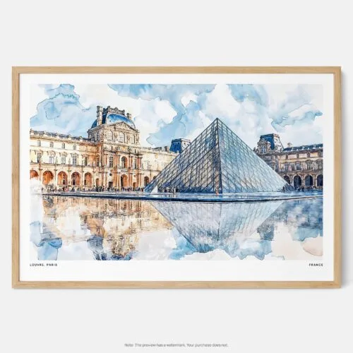 01 - Framed Louvre Watercolor - Horizontal Art Print - Main.jpg