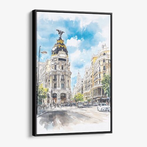 01 - Framed Madrid Watercolor Canvas Print - Vertical - Main.jpg