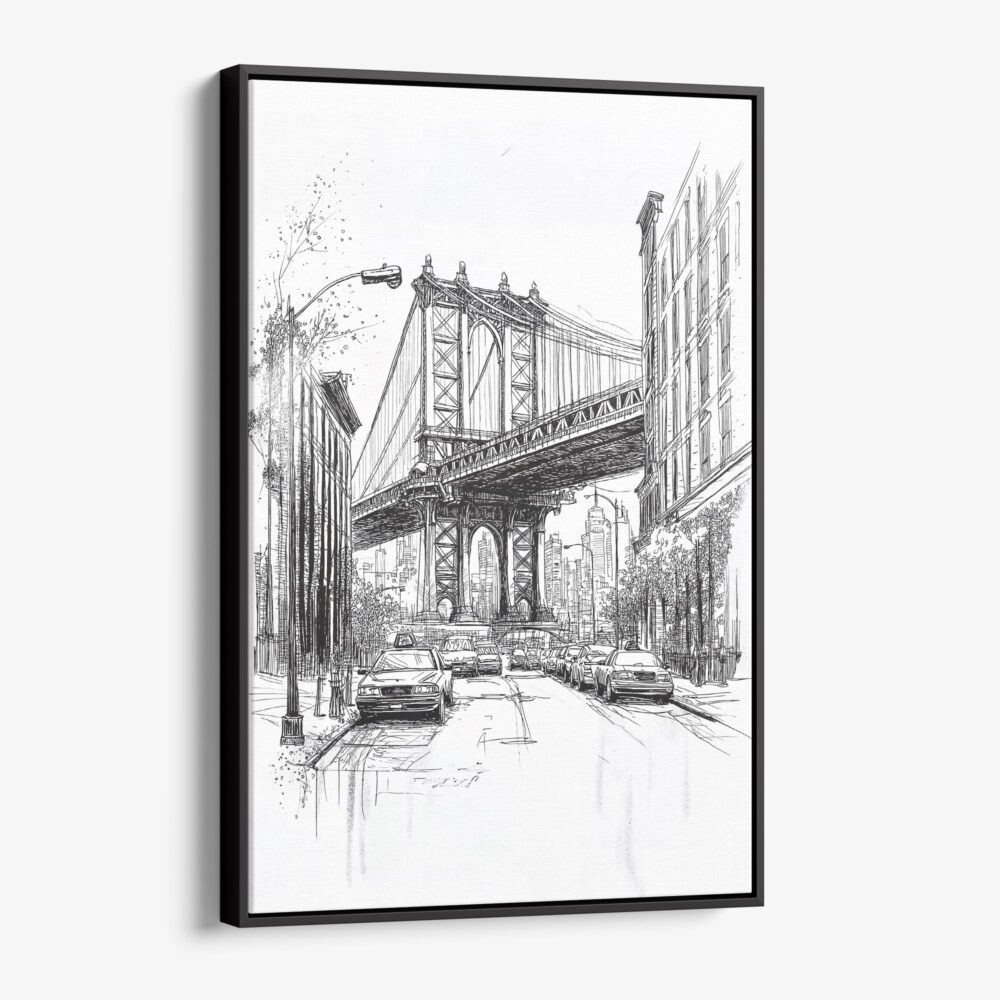 01 - Framed Manhattan bridge - Pencil Drawing Canvas Print - Vertical - Main.jpg 01 - Framed Manhattan bridge - Pencil Drawing Canvas Print - Vertical - Main.jpg