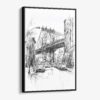 01 - Framed Manhattan bridge - Pencil Drawing Canvas Print - Vertical - Main.jpg