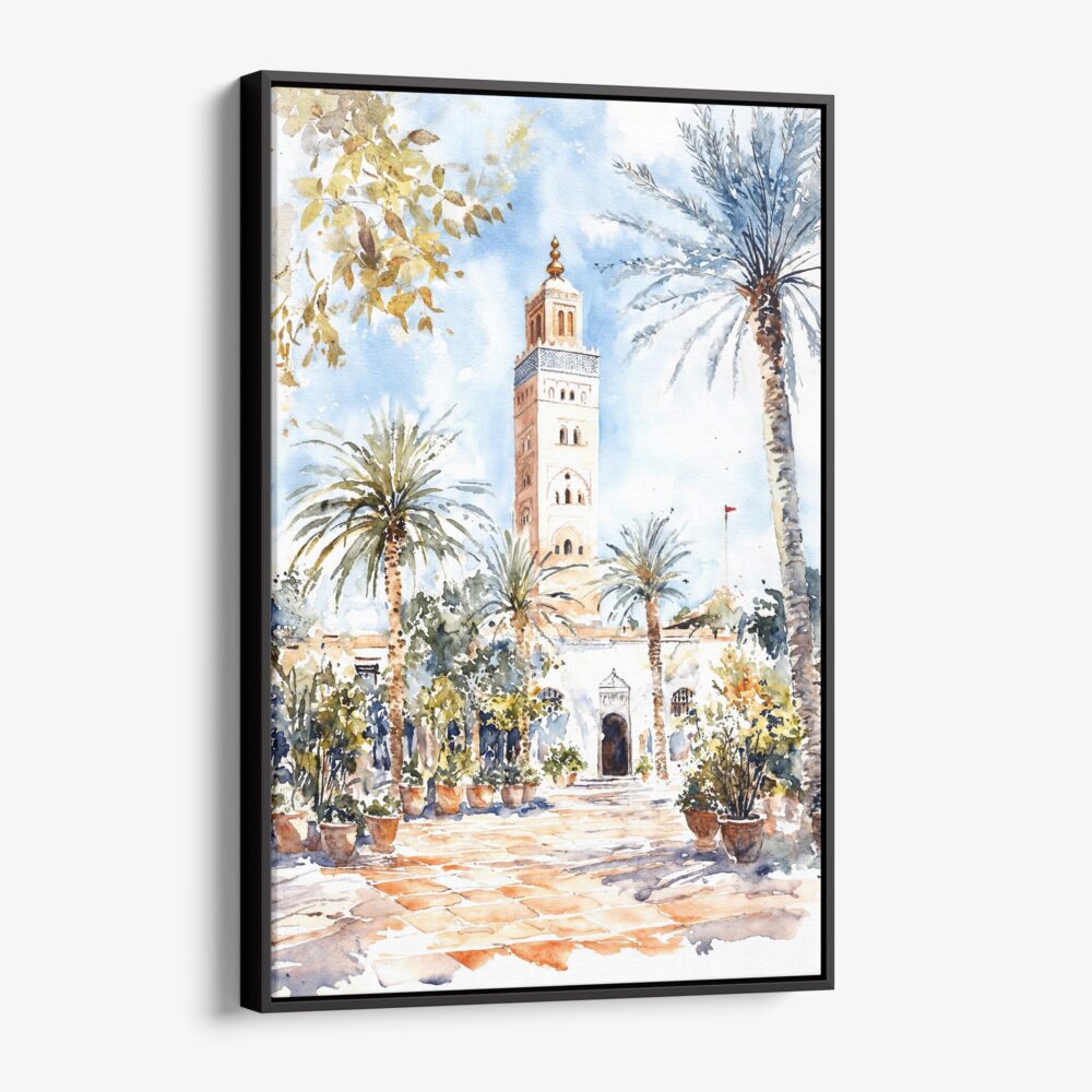 01 - Framed Marrakesh Watercolor Canvas Print - Vertical - Main.jpg