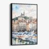 01 - Framed Marseilles Watercolor Canvas Print - Vertical - Main.jpg