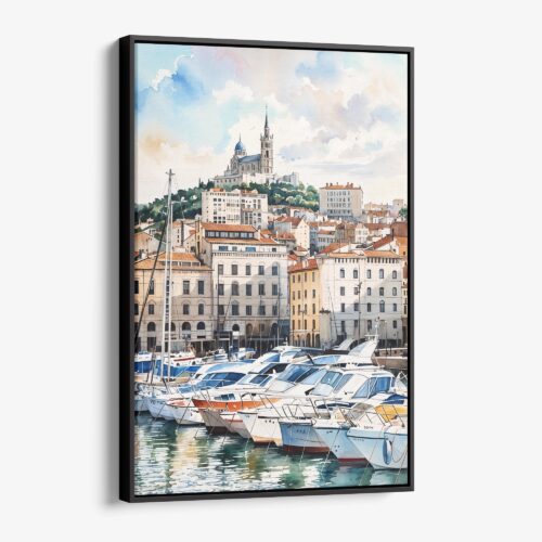 01 - Framed Marseilles Watercolor Canvas Print - Vertical - Main.jpg