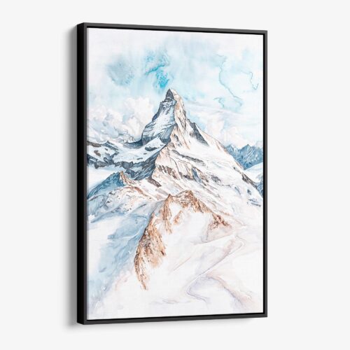 01 - Framed Matterhorn Watercolor Canvas Print - Vertical - Main.jpg