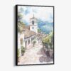 01 - Framed Medellin Old Town Watercolor Canvas Print - Vertical - Main.jpg