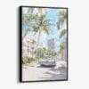 01 - Framed Miami Watercolor Canvas Print - Vertical - Main.jpg