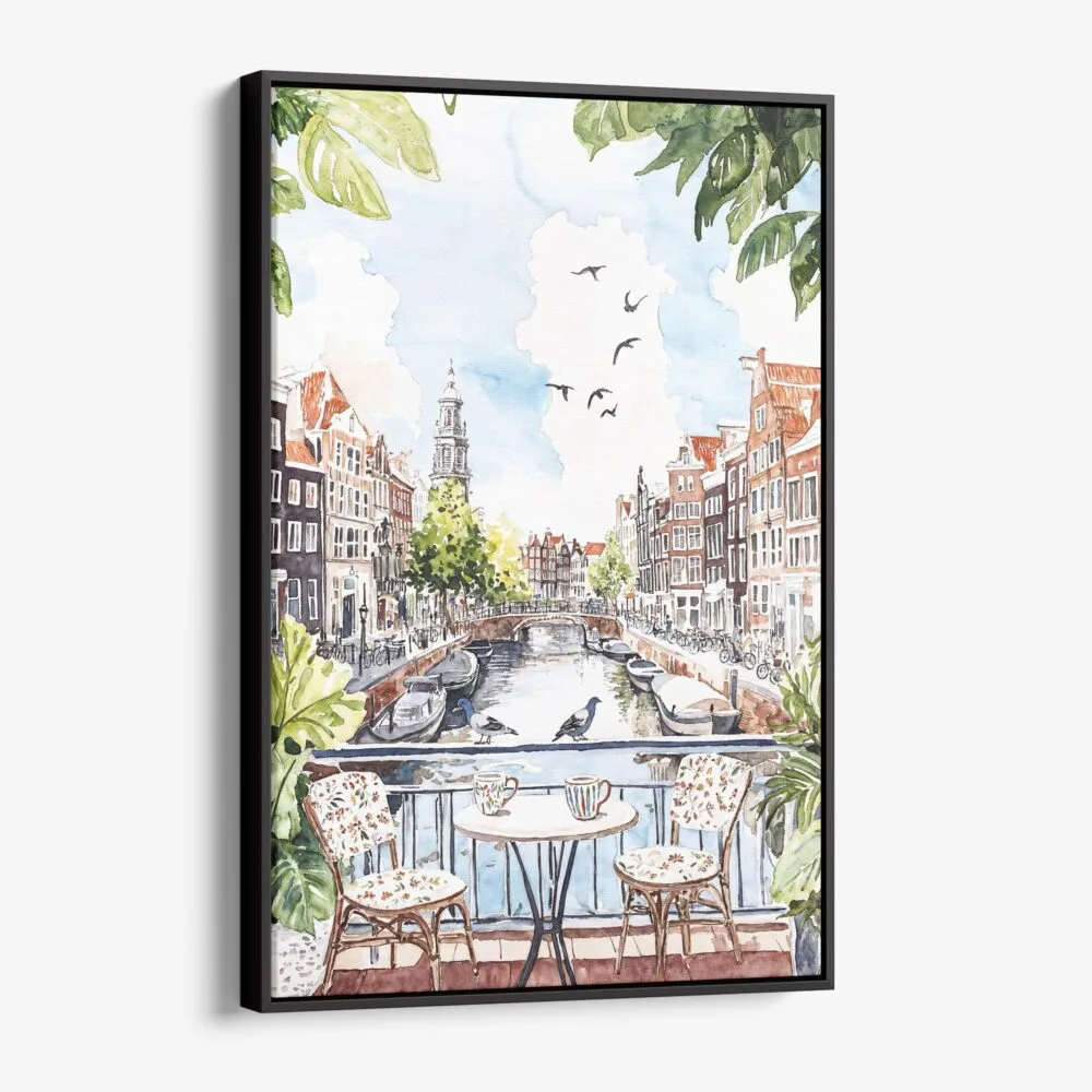 01 - Framed Morning Coffee in Amsterdam Watercolor Canvas Print - Vertical - Main.jpg 01 - Framed Morning Coffee in Amsterdam Watercolor Canvas Print - Vertical - Main.jpg