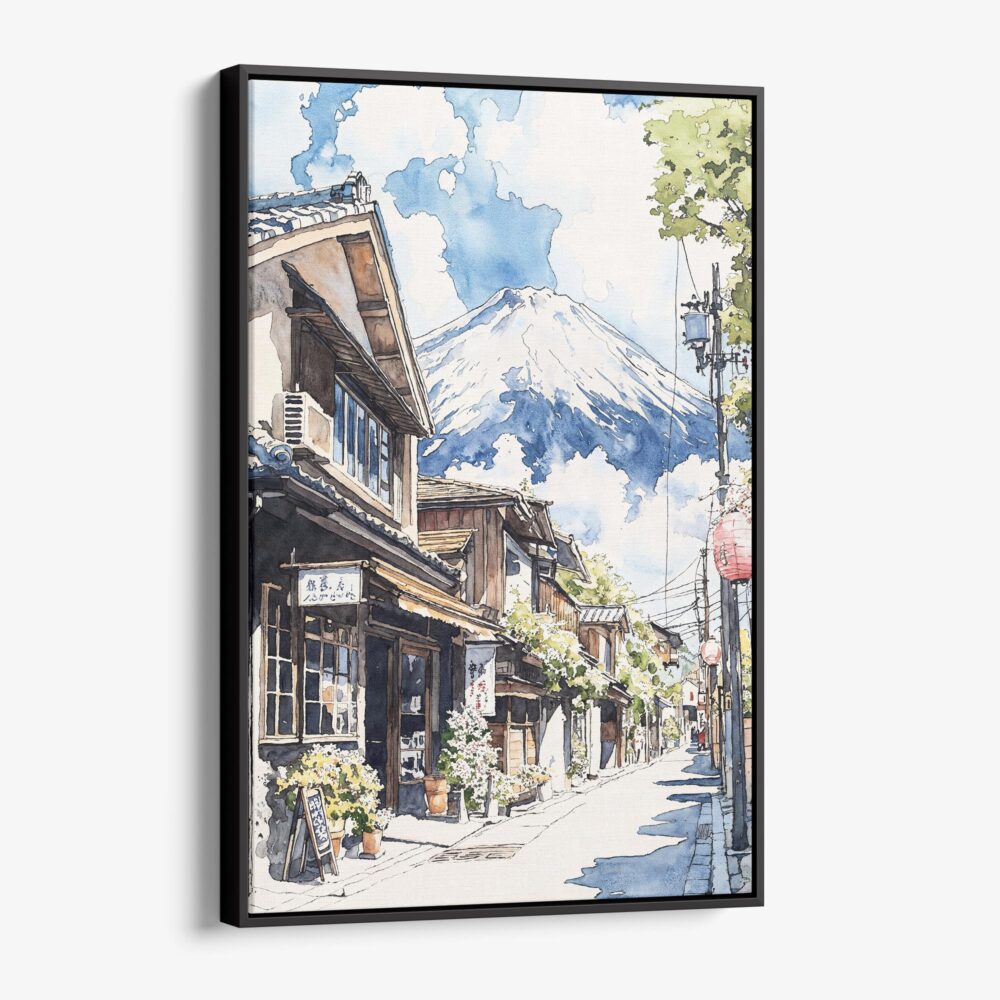 01 - Framed Mount Fuji and Village - Watercolor Canvas Print - Vertical - Main.jpg 01 - Framed Mount Fuji and Village - Watercolor Canvas Print - Vertical - Main.jpg
