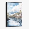 01 - Framed Mount Fuji from Oshino Watercolor Canvas Print - Vertical - Main.jpg