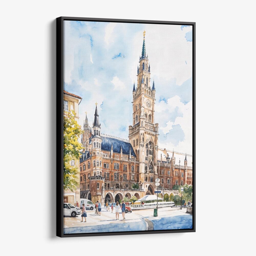 01 - Framed Munich Marienplatz Canvas Print - Vertical - Main.jpg