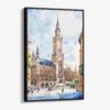 01 - Framed Munich Marienplatz Watercolor Canvas Print - Vertical - Main.jpg