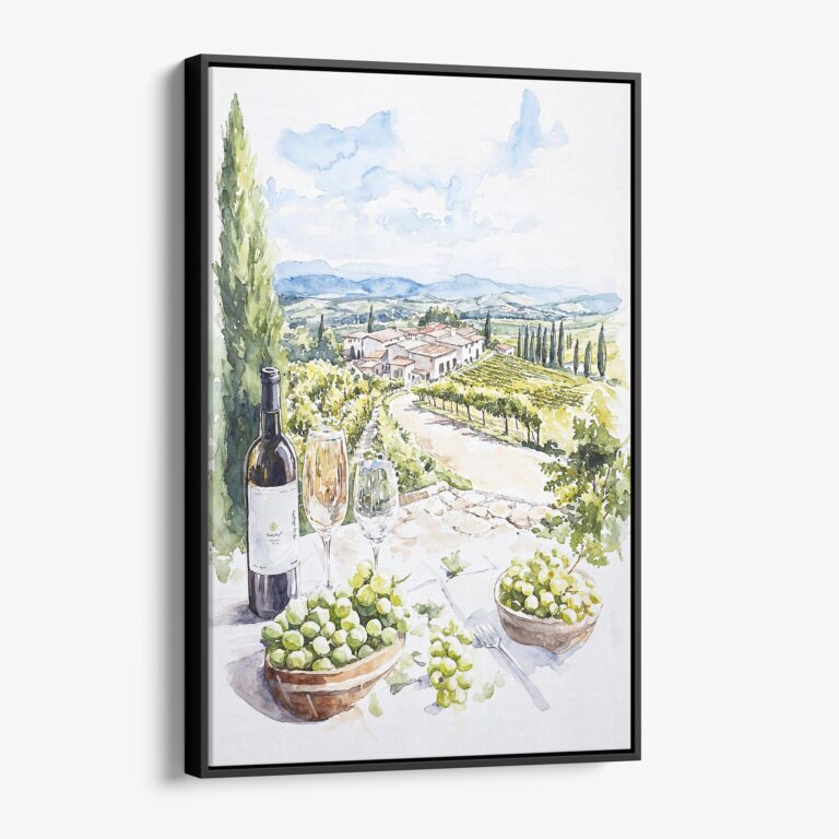 01 - Framed Napa Valley Watercolor Canvas Print - Vertical - Main.jpg