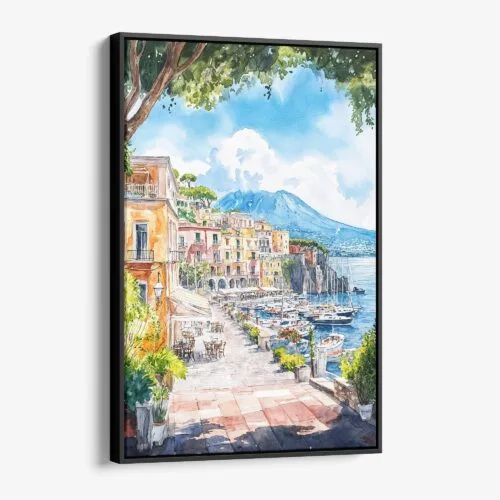 01 - Framed Naples Watercolor Canvas Print - Vertical - Main.jpg
