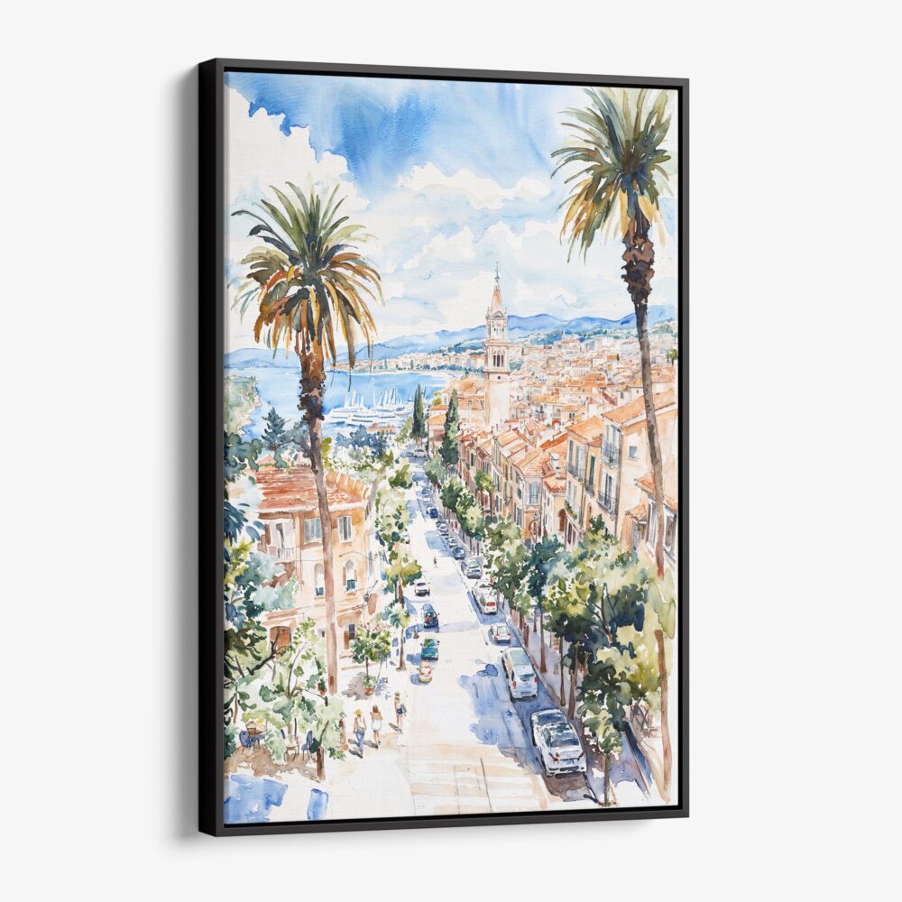 01 - Framed Nice France Watercolor Canvas Print - Vertical - Main.jpg 01 - Framed Nice France Watercolor Canvas Print - Vertical - Main.jpg