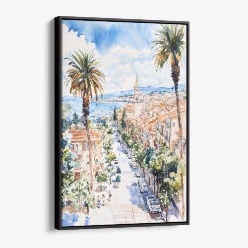01 - Framed Nice France Watercolor Canvas Print - Vertical - Main.jpg