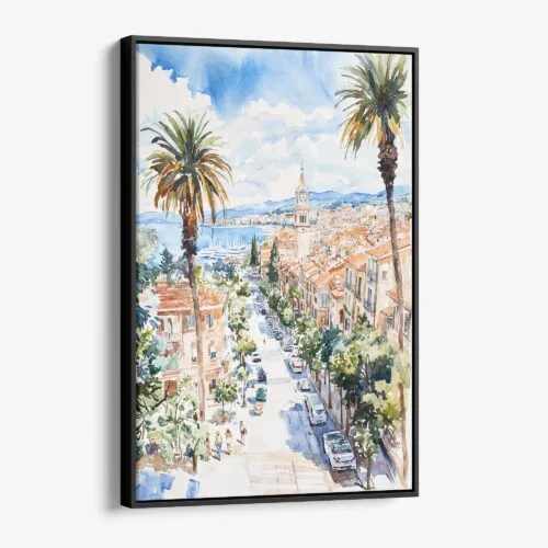 01 - Framed Nice France Watercolor Canvas Print - Vertical - Main.jpg