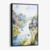 01 - Framed Ninh Binh Watercolor Canvas Print - Vertical - Main.jpg