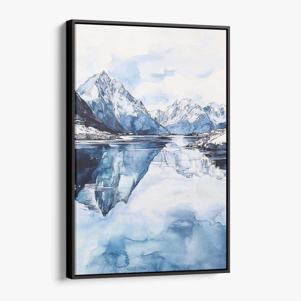 01 - Framed Norway Watercolor Canvas Print - Vertical - Main.jpg