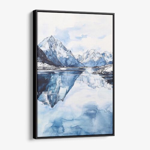 01 - Framed Norway Watercolor Canvas Print - Vertical - Main.jpg