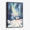 01 - Framed Nothern Lights Finland Watercolor Canvas Print - Vertical - Main.jpg