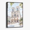 01 - Framed Notre Dame Watercolor Canvas Print - Vertical - Main.jpg