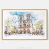 01 - Framed Notre Dame Watercolor - Horizontal Art Print - Main.jpg