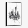 01 - Framed One World Trade Center - Pencil Drawimg Canvas Print - Vertical - Main.jpg
