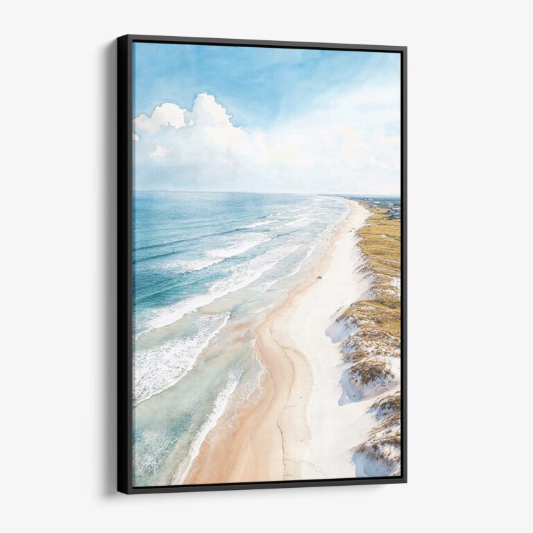 01 - Framed Outer Banks NC Watercolor Canvas Print - Vertical - Main.jpg