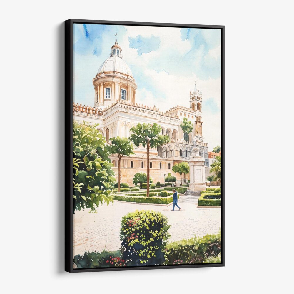 01 - Framed Palermo Watercolor Canvas Print - Vertical - Main.jpg