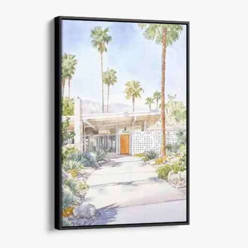 01 - Framed Palm Springs California Watercolor Canvas Print - Vertical - Main.jpg
