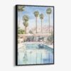 01 - Framed Palm Springs Pool Villa Watercolor Canvas Print - Vertical - Main.jpg